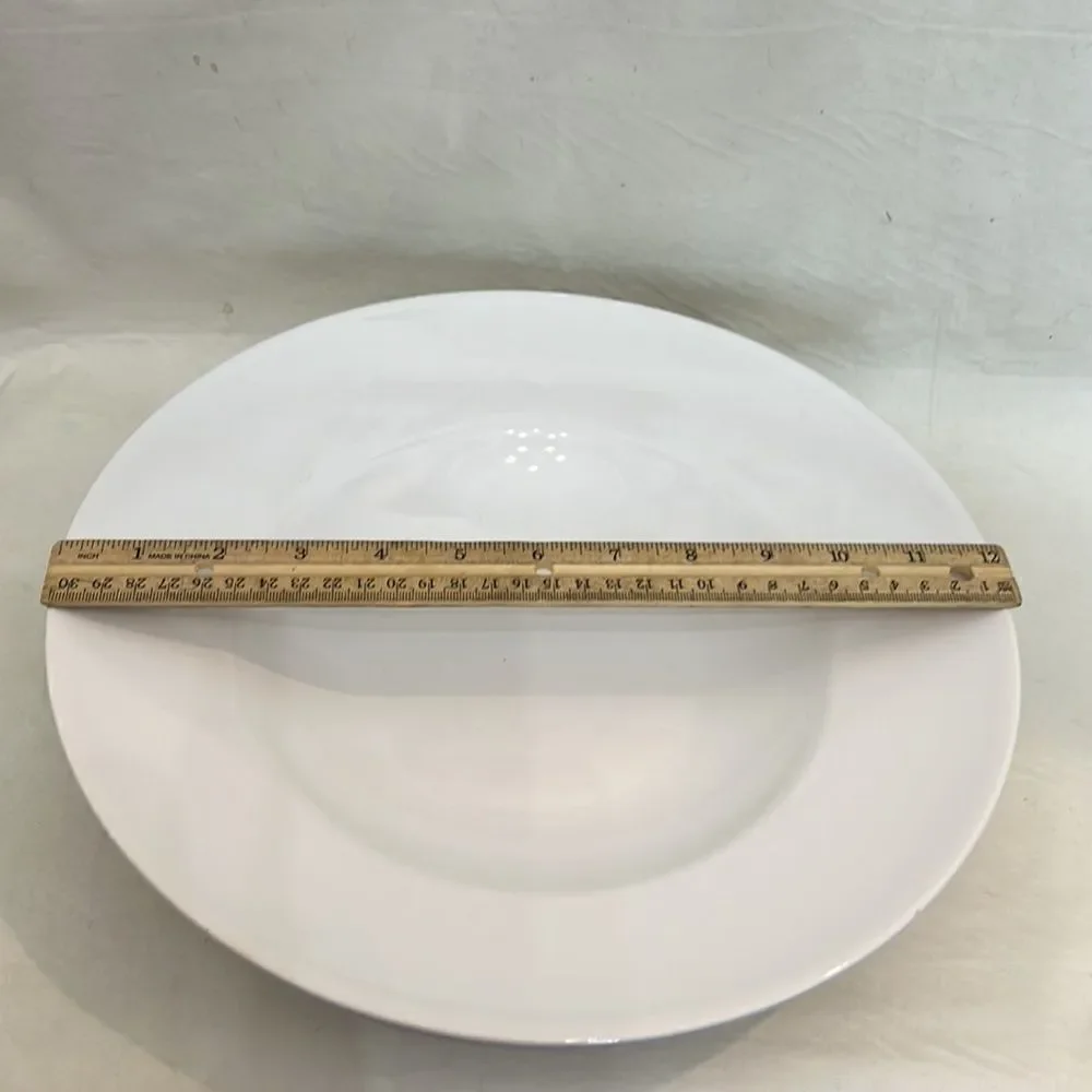 Alfredissimo Serving Bowls Large 12 Inch Round White Rimmed Set Of 2 Portugal